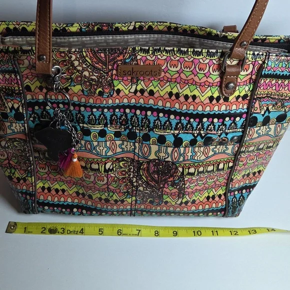 Sakroots Colorful Patterned Elephant Tote Bag with Matching Wallet - Picture 8 of 14